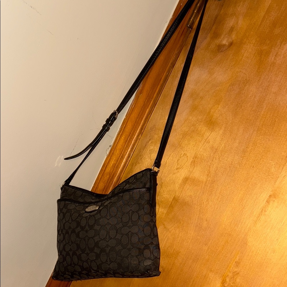 Coach Black and Brown Signature Shoulder Bag